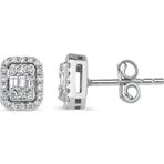 Lilarote Pırlanta Modern Tasarım 0.35 ct Baget Kare Tektaş Küpe