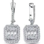 Lilarote Pırlanta Modern Tasarım 0.87 ct Baget Kare Tektaş Küpe