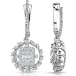 Lilarote Pırlanta Modern Tasarım 1.10 Ct Baget Kare Küpe