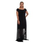 LİLAS 9305 BB Yakası VE Önü Fırfır Detay Şifon Elbise