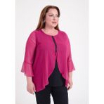 Lilas Xxl Büyük Beden Fuşya Renkli Şifon Bluz - 52