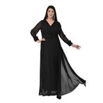 Lilas Xxl Büyük Beden Şifon Abiye Elbise, 46, 8154820239573, Siyah, Kadın