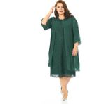 Lilas Xxl Büyük Beden Yeşil Renkli Dantelli Dantelli Şifon Ceketli Elbise - 54