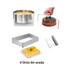 Lilasso Kare ve Yuvarlak Ayarlanabilir Ayarlı Kek Pasta Kalıbı Kesme Teli Spatula Takımı