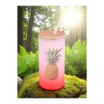 lili hediyelik Ananas Baskılı Cam Pipetli Suluk Matara 600 ml Kırmızı, LH379286409124123213