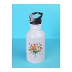 lili hediyelik Çiçek Buketi Baskılı Matara Suluk 600 ml - Sporcu Suluğu, LH9723649823423523423