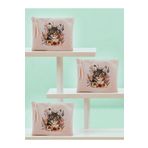 lili hediyelik Çiçekli Kedi Baskılı 3'lü Makyaj Çantası 20x25 Cm - Kadın Doğum Günü Hediyesi Kadın Hediye Ürün