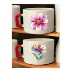 lili hediyelik Güzel Çiçek 2'li Kupa Bardak - Mug Kupa Bardak, Modern Kupa Bardak, Misafir Çay Bardağı Bej, LH872674829342345234234