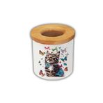 lili hediyelik Kedi ve Kelebek Baskılı Kalemlik Kalem Kutusu