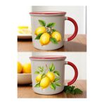 lili hediyelik Limon Teması Baskılı 2'li Ağzı Kırmızı Kupa - Bebek Mevlüt Hediyeleri, LH7832648923642323432