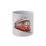 lili hediyelik Tramvay Baskılı Kulpsuz Kupa Bardak - Hediye Kahve Kupası, Su Bardağı Beyaz, LH978236429367432122