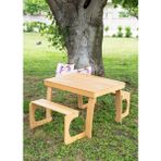 Lili Kids Lilikids Çocuk Piknik Masa Seti 2 Banklı Katlanabilir Kayın Kontraplak 80X60 cm Montessori