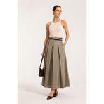 Lili Woman Kadın Urban Pleat Kemer Detaylı Midi Paraşüt Etek P.2962 - 348-Yeşil