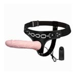 Lilitu Shop 19 cm Belden Bağlamalı Titreşimli İçi Dolu Strapon Penis