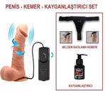 Lilitu Shop 20 cm Kumandalı Belden Bağlamalı 360° Oynar Başlı Titreşimli Vibratör Realistik Penis Dildo