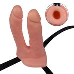 Lilitu Shop Belden Bağlamalı 12,5 cm İçi Boş İkili Çatal Strapon Penis LV3005