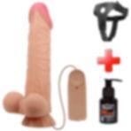 Lilitu Shop Belden Bağlamalı 24 cm Kıkırdaklı Çift Katmanlı Gerçekçi Titreşimli Dildo Vibratör Penis