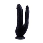 Lilitu Shop İki Uçlu Vantuzlu Realistik Çatal Siyahi Dildo Penis BDM4647