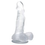 LilituShop 16,7 cm Belden Bağlamalı Şeffaf Realistik Damarlı Vantuzlu Dıldo BDM0818B