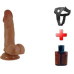 LilituShop 19,4 cm Belden Bağlamalı Çift Katmanlı Gerçekçi Titreşimli Dildo Vibratör Penis BDM1369B