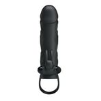 LilituShop 2 cm Uzatmalı Titreşimli Uyarıcılı Siyahi Penıs Kılıfı BDM6216