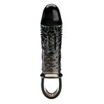 LilituShop 2,5 cm Dolgu Uzatmalı Titreşimli Siyahi Penıs Kılıfı Vibrator BDM2642