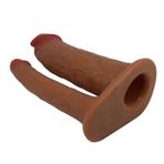 LilituShop 4 cm Uzatmalı Çiftli İçi Boş 17,5 cm Çatal Dildo Penıs Kılıfı BDM1430
