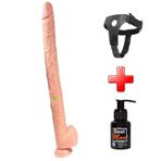 LilituShop 43 cm Belden Bağlamalı Realistik Gerçekçi Damarlı Dev Dıldo Set BDM10034B