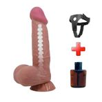 LilituShop Belden Bağlamalı 21,8 cm Kıkırdak Yapılı Çift Katmanlı Gerçekçi Melez Dıldo BDM1327B