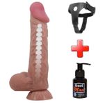 LilituShop Belden Bağlamalı 24 cm Kıkırdak Yapılı Çift Katmanlı Gerçekçi Melez Dıldo BDM1326B