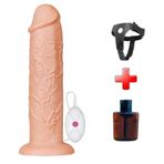 LilituShop Belden Bağlamalı 28 cm Gerçekçi 10 Titreşimli Testissiz Dildo Vibratör Penis LV111121B