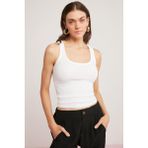 Lıllesol Kadın Fitilli Görünümlü Kalın Askılı Basic Beyaz Atlet - XL
