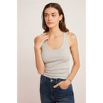 Lıllesol Kadın Fitilli Görünümlü Kalın Askılı Basic Gri Atlet - XS