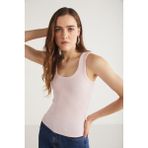 Lıllesol Kadın Fitilli Görünümlü Kalın Askılı Basic Pembe Atlet - XL