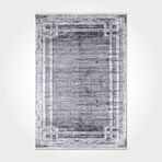 Lillian Çerçeveli Gri Pamuk Dikdörtgen Pamuk Makinada Yıkanabilir Kaymaz Taban Dijital Makine Baskı Salon Halı-I-Cr-Printed Carpet-2037PC-120x450