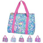 Lilly Pulitzer Kadınlar için Sevimli Öğle Yemeği Çantası, Büyük Kapasiteli Yalıtımlı Tote Çanta, Saklama Cebi ve Omuz Askılı Mavi Mini Soğutucu, Cabana Kokteyli