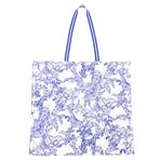 Lilly Pulitzer Mavi ve Beyaz Büyük Eko Tote, Market Shopper Çantası, Rahat Omuz Askılı Büyük Boy Yeniden Kullanılabilir Bakkal Çantası, 34,3 cm x 35,5 cm, (Safari Partisi), Safari Partisi