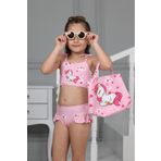 LİLLYPİCCA Çantalı Kız Çocuk Fırfırlı Bikini Takım Üstü Baskılı Kız Çocuk Mayo Çocuk Takım 110624