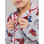 Lillypicca Erkek Çocuk Süper Kahraman desenli Pamuklu Düğmeli Pijama Takımı - Gri - 5 - 6 Yaş