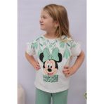 Lillypicca Kız Çocuk Minmause Desenli T-Shirt -Pamuklu Bermuda Fitilli Pantolon Alt Üst Takım - 5 - 6 Yaş - Yeşil