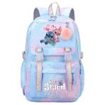 "lilo And Stitch Büyük Kapasiteli Su Geçirmez Sırt Çantası Okul Kawaii Anime Cosplay Çantası Seyahat Çantası Okul Öğrenci Kız Hediyesi " (Yurt Dışından) - 100 - Açık Mavi