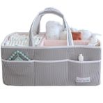 Lily Miles Bebek Bezi Caddy - Kız Bebek Temelleri için Düzenleyici Tote Çanta - Bebek Duş Sepeti - Kreş Olması Gerekenler - Kayıt Favorileri - Yenidoğan Caddie Araba Seyahat - Gri/Allık, Ekstra Büyük