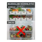 Lilya Home 8 Adet 4 Lt Dolap Içi, Buzdolabı Düzenleyici, Banyo, Mutfak Organizeri Sepet BEYAZ 24cm16cm11cm