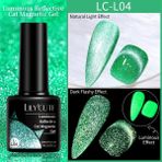 Lily'Cute 7ml Luminous Reflective Cat Magnetic Uv Nail Gel (Karanlıkta ve Flash Işığında Ekstra Parlayan Kedi Gözü Kalıcı Oje) - 04