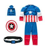 Lily&her friends - Çocuklar için Süper Kahraman Serisi Cosplay Kostümü, Noel Çocuk Marvel Cosplay Erkek Cadılar Bayramı Süslü Elbise Kostüm Seti, 2-8 Yaş (Kaptan Amerika, Boy 85-100 cm)
