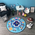 Lily&her friends - Zemin Matı, Yuvarlak Halı, Bebek Tırmanma Yatağı, Çocuk Minderi, Bebek Sürünme Pedi, Çok Fonksiyonlu, Kaymaz ve Yıkanabilir, Dekorasyon (Hayvanat Bahçesi Uçuş Satrançı, Çap: 60 cm)