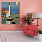 Lilyhobbyland (2379) Renkli Baskılı Sayılarla Boyama Hobi Seti (Çerçeveli-Büyük Boy) 80x100 cm: Deniz Feneri 3
