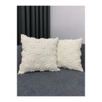 LILYUM Home Bohem Punch Desenli 2'li Bej Dekoratif Kırlent Kılıfı 44x44 Cm