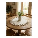 Lilza Home Bohem Fırfırlı Yuvarlak Ham Keten Runner 60 cm