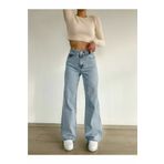 LİMABEL Ciqulata 90's Kar Yıkama Mavi Likralı Süper Yüksek Bel Salaş Jeans Palazzo Pantolon